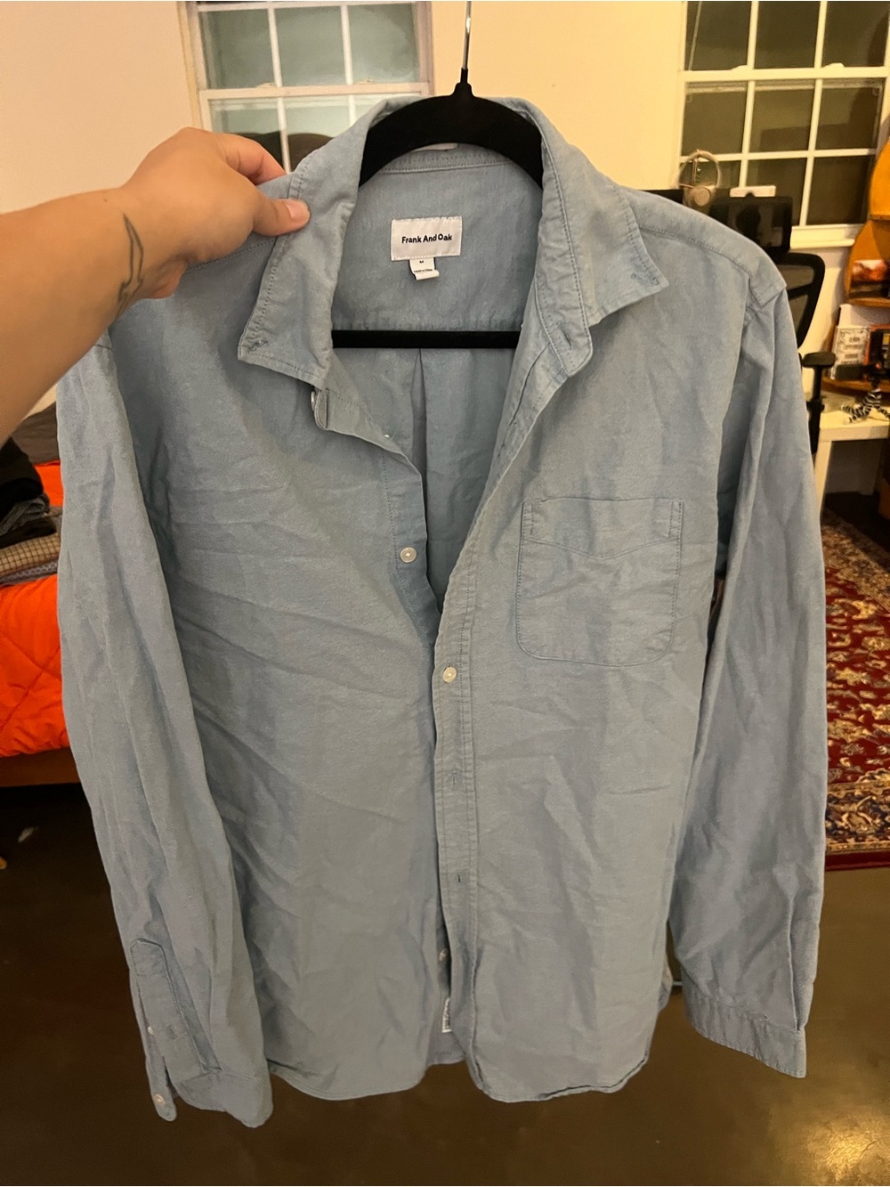 Frank & Oak Jasper Light Blue Long-Sleeve Button-Down Shirt